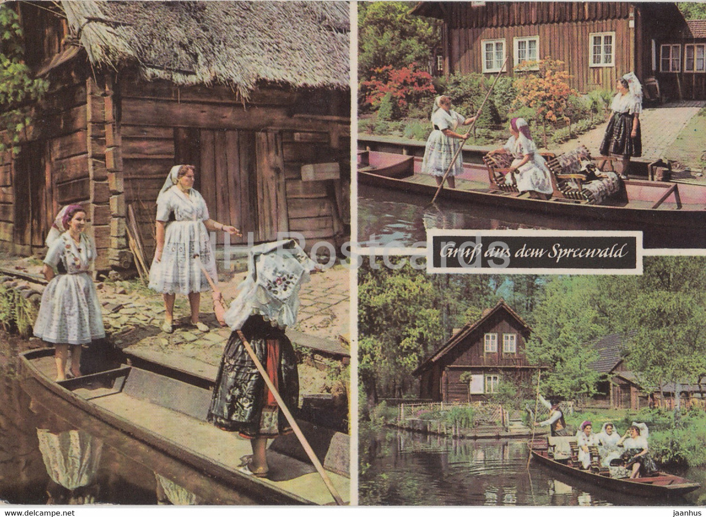 Gruss aus dem Spreewald - boat - folk costumes - 1968 - Germany DDR - used - JH Postcards