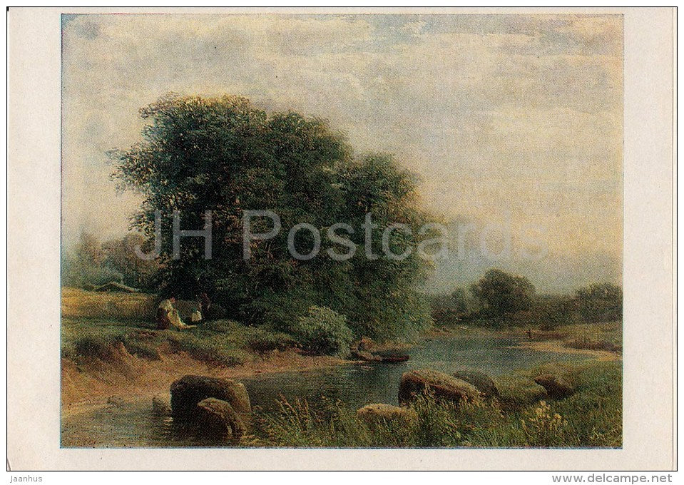 painting by F. Vasilyev - Near Krasnoe Selo , 1868 - river - Russian art - 1977 - Russia USSR - unused - JH Postcards