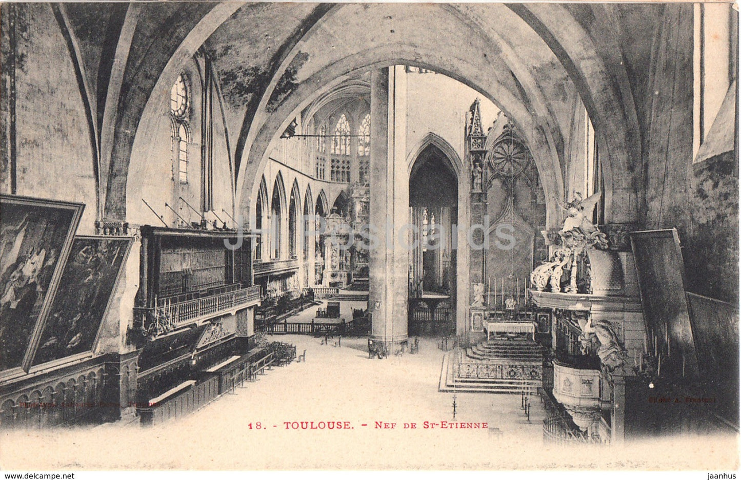 Toulouse - Nef de St Etienne - 18 - cathedral - old postcard - France - unused