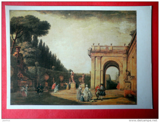 painting by Claude Joseph Vernet - View of the Park Ludovisi in Rome - french art - unused - JH Postcards