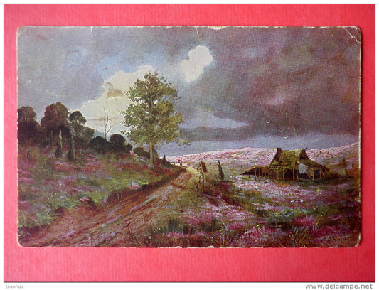 illustration - signed - house - road - Peluba 230 - circulated in Estonia Tõrva 1934 - JH Postcards