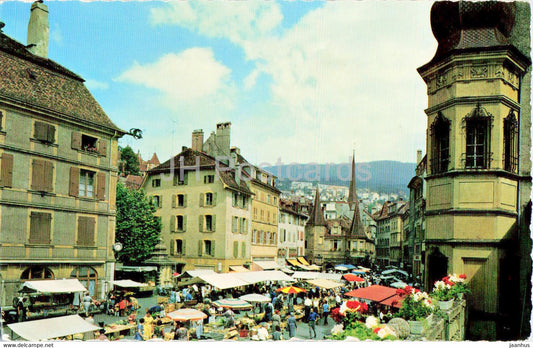 Neuchatel - La Place des Halles - Market Square - Marktplatz - Switzerland - unused - JH Postcards