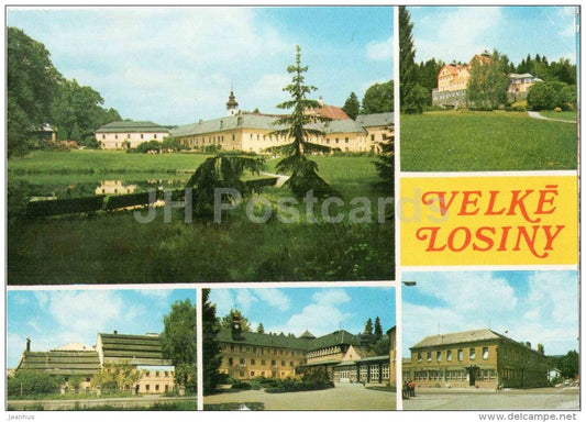 Velke Losiny - castle - spa - historical paper mill - hotel Praded - Czechoslovakia - Czech - used 1978 - JH Postcards