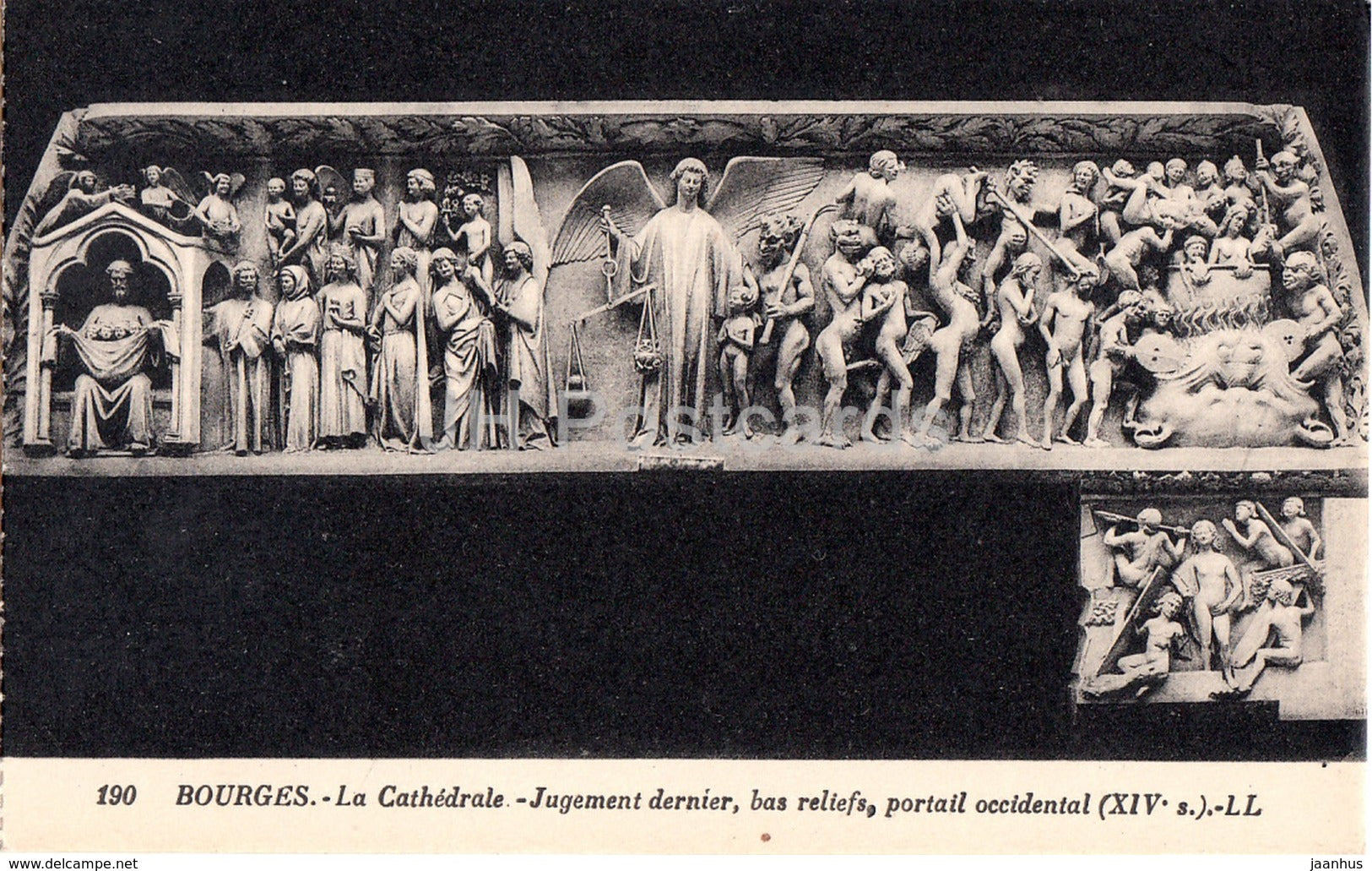 Bourges - La Cathedrale - Jugement dernier bas reliefs - cathedral - 190 - old postcard - France - unused - JH Postcards