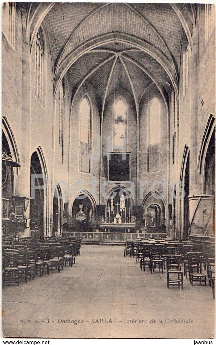 Sarlat - Interieur de la Cathedrale - cathedral - 3 - old postcard - France - unused - JH Postcards