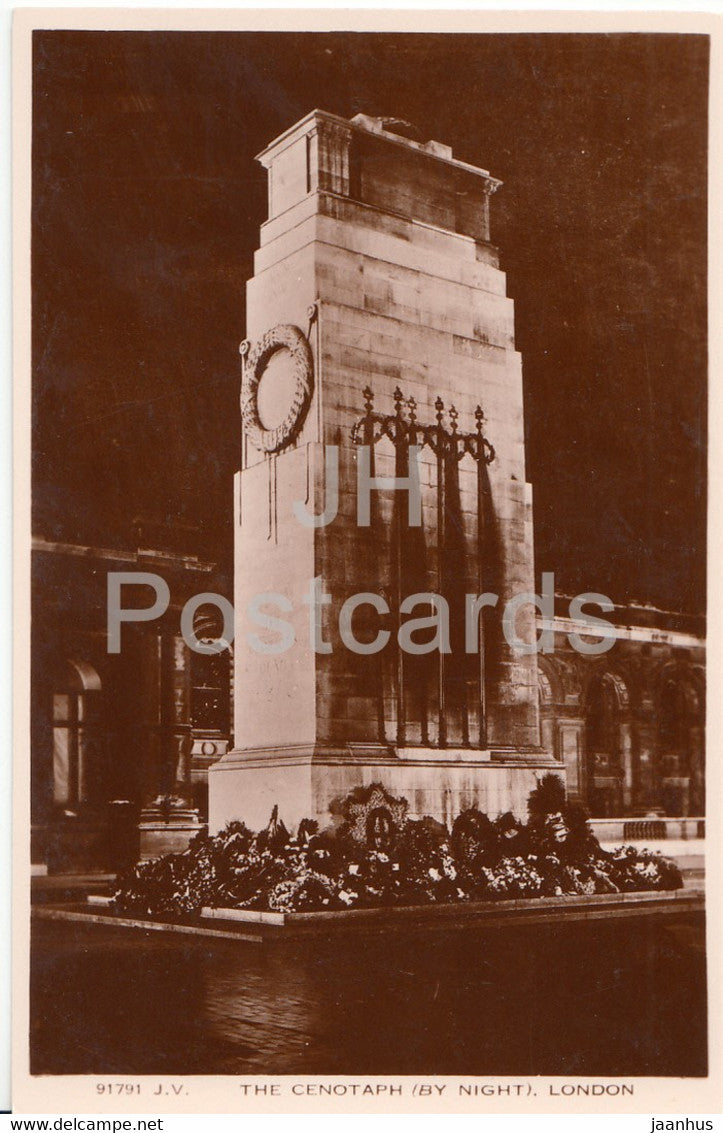 London - The Cenotaph By Night - 91791 - old postcard - England - United Kingdom - unused - JH Postcards