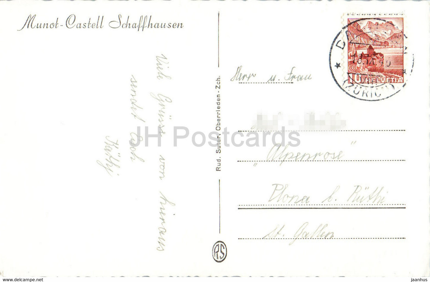 Munot Castell - Schaffhausen - 4133 - 1946 - old postcard - Switzerland - used