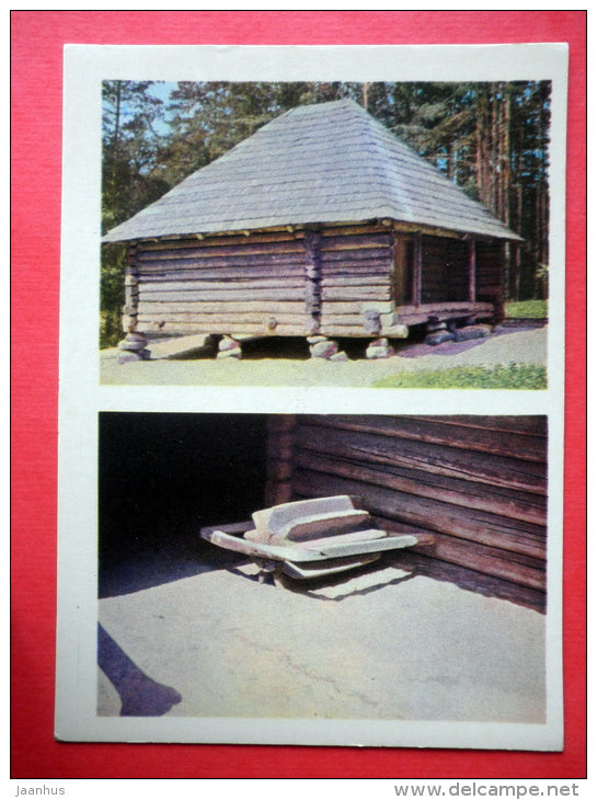 Threshing-Barn and Shed from Vidzeme - The Ethnographic Open-Air Museum - Latvia USSR - unused - JH Postcards