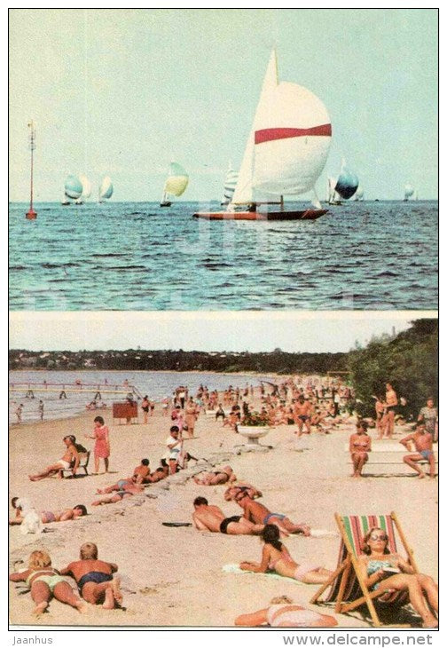 on the bay of Tallinn - Beach at Pirita - sailing boat - Tallinn - 1970 - Estonia USSR - unused - JH Postcards