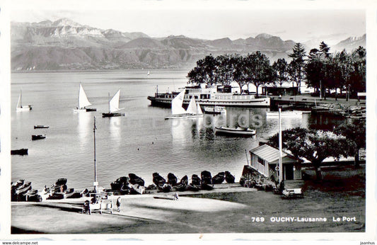 Ouchy Lausanne - Le Port - sailing boat - 769 - old postcard - Switzerland - unused - JH Postcards