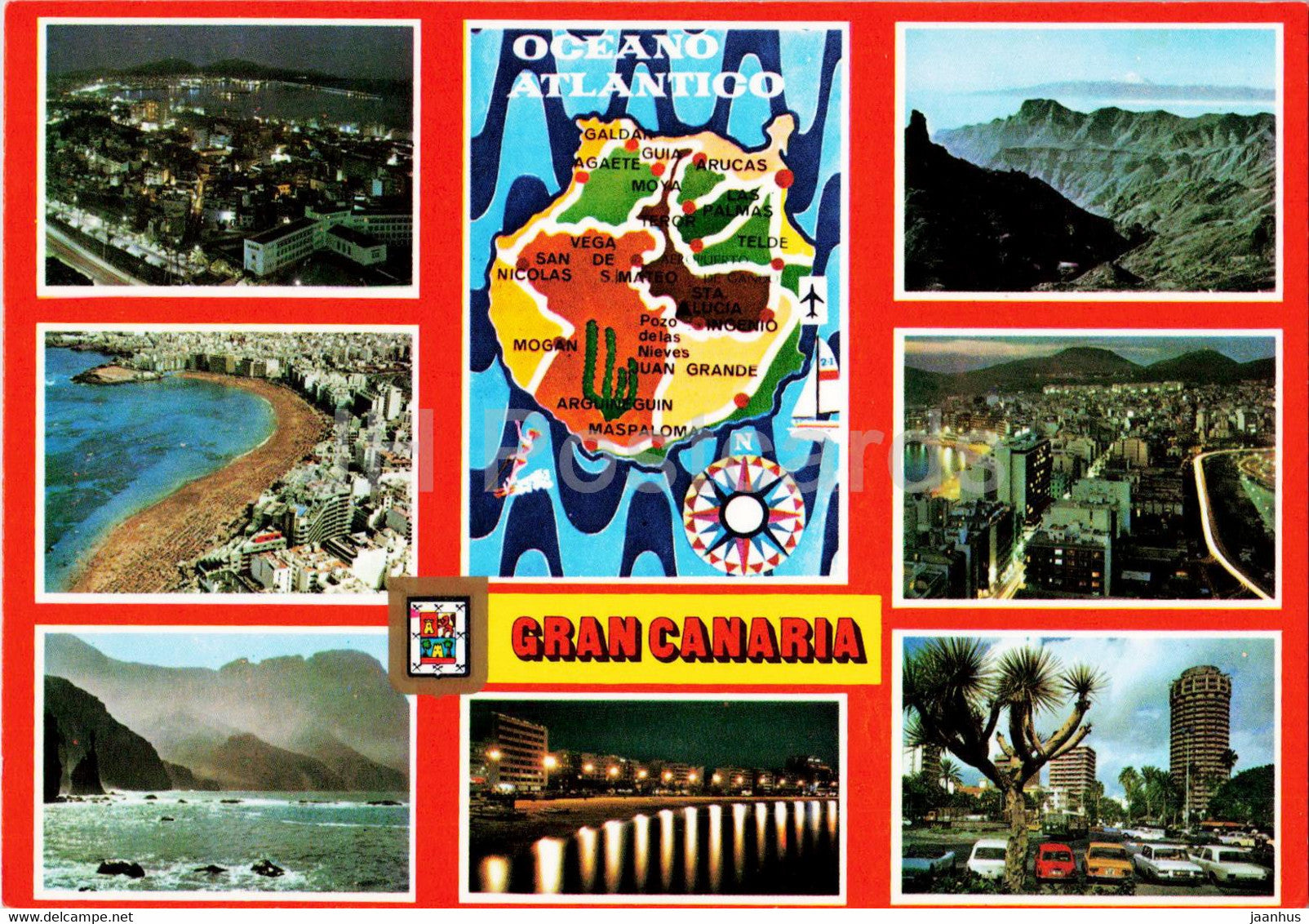 Gran Canaria - Diversos Aspectos - multiview - map - 505 - 1988 - Spain - used - JH Postcards