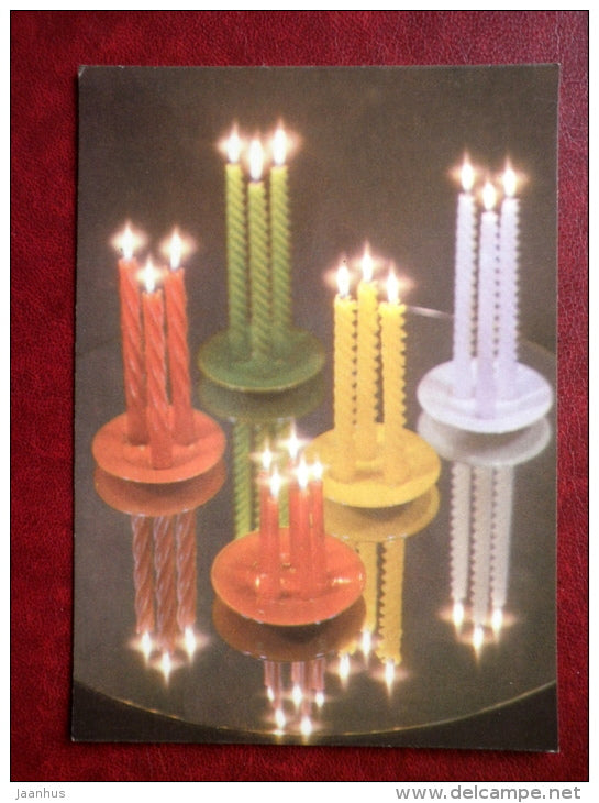 New Year Greeting card - candles - 1988 - Estonia USSR - unused - JH Postcards