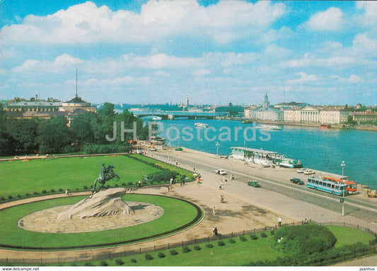 Leningrad - St Petersburg - Decembrists Square - bus - 1984 - Russia USSR - unused - JH Postcards