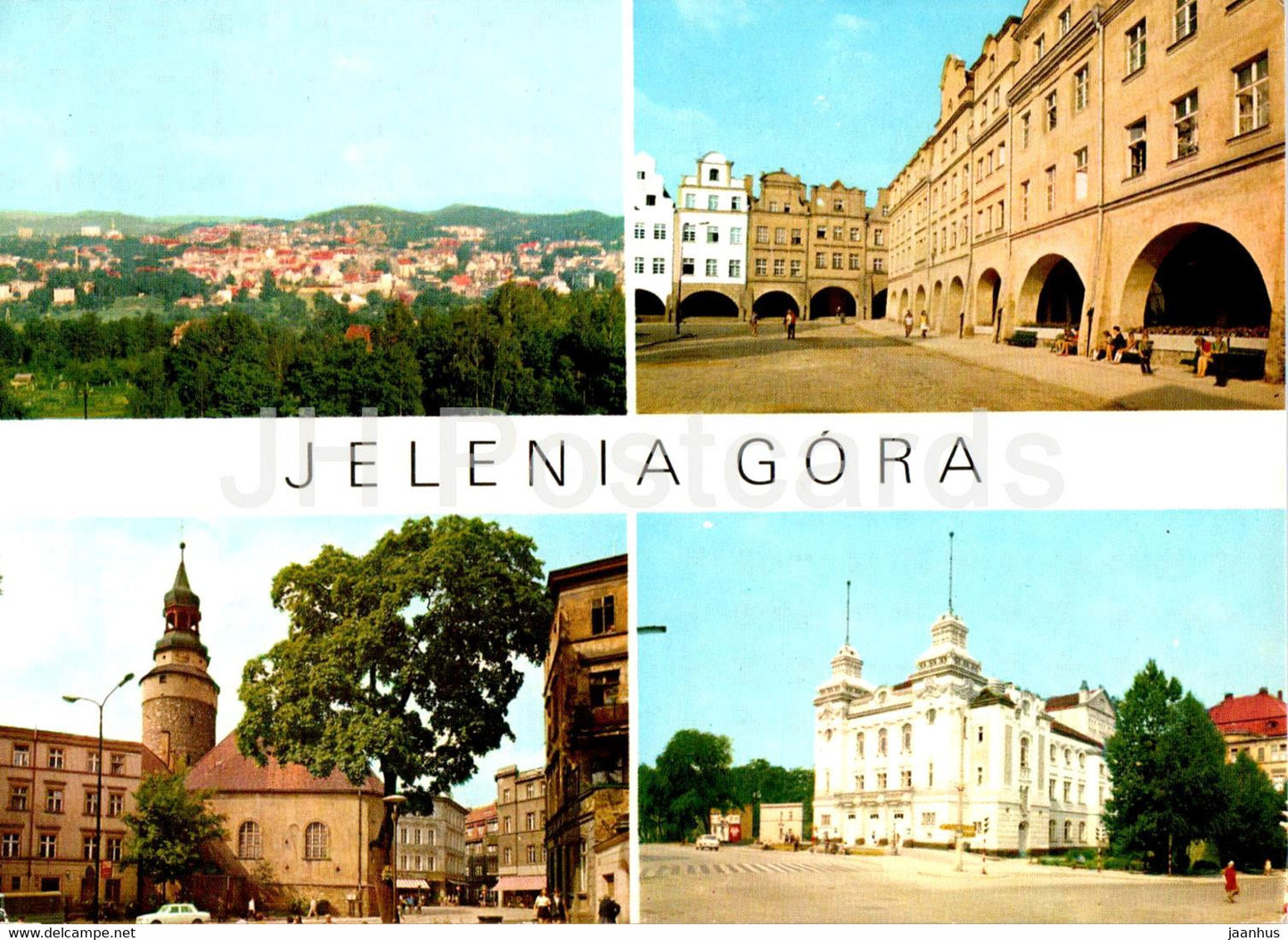 Jelenia Gora - widok ogolny - Kosciol SW Anny i Baszta Wojanowska - church - general view - multiview - Poland - unused - JH Postcards