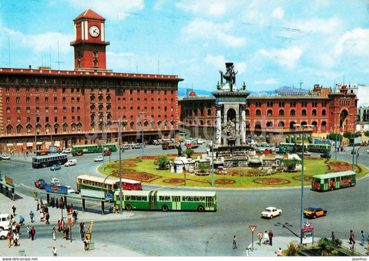 Barcelona - Plaza Espana - bus - 56 - Spain - used - JH Postcards