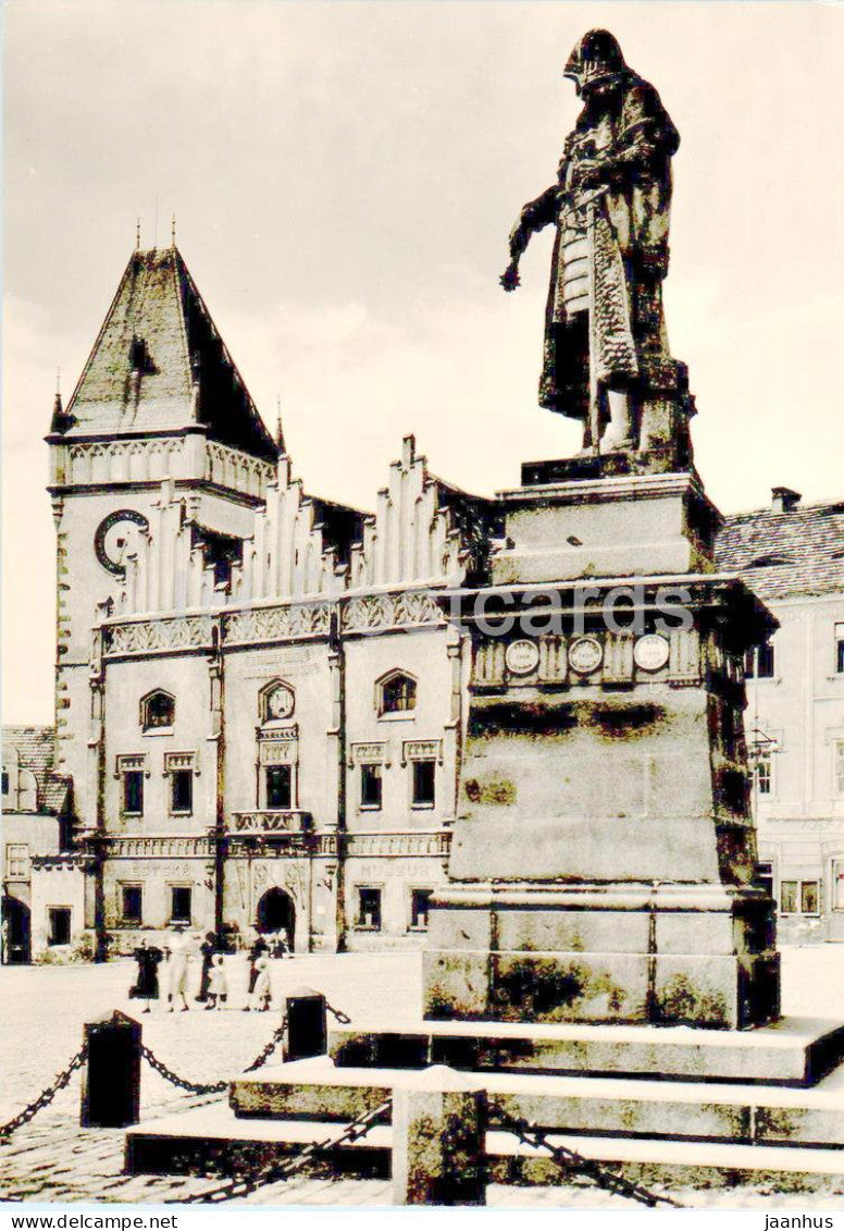 Tabor - Zizka Platz mit Rathaus - Denkmal des hussitischen Heerfuhrers - square  Czech Repubic - Czechoslovakia - unused - JH Postcards