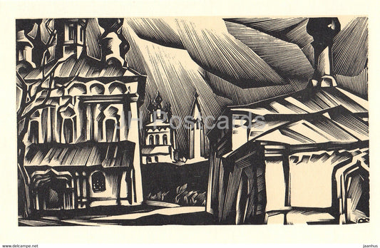 Suzdal - Group of cathedrals - illustration by A. Kalashnikov - 1969 - Russia USSR - unused - JH Postcards