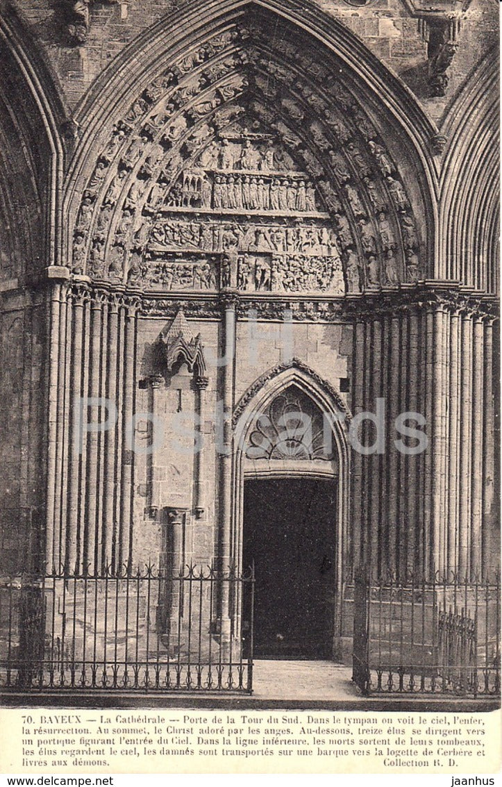 Bayeux - La Cathedrale - Porte de la Tour du Sud - cathedral - 70 - old postcard - France - unused - JH Postcards