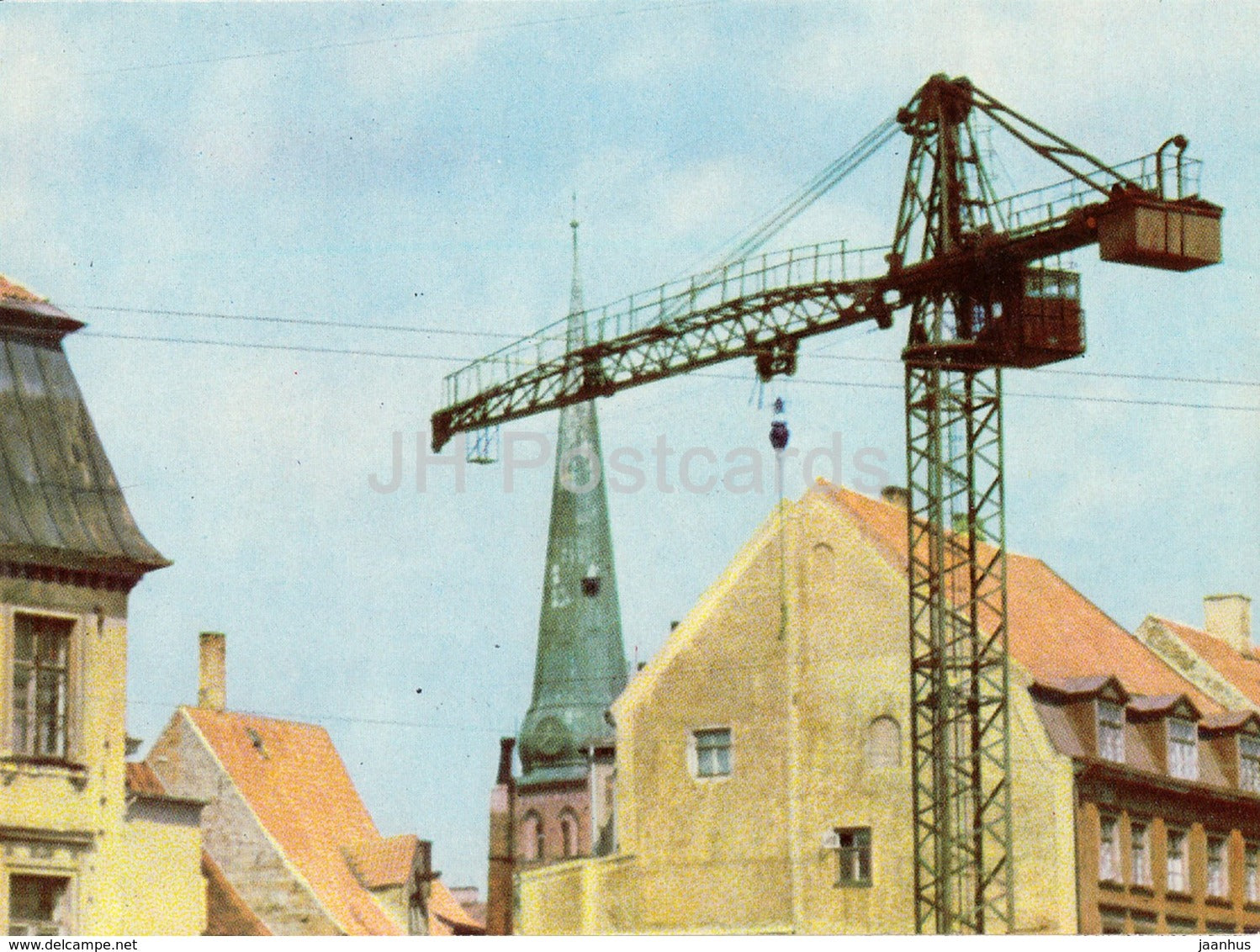 Old Riga - building - crane - 1963 - Latvia USSR - unused - JH Postcards