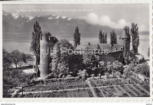 La Tour de Peilz - Le Chateau et les Alpes de Savoie - 9753 - Switzerland - 1952 - used - JH Postcards