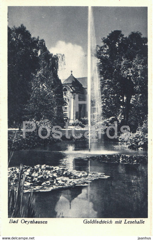 Bad Oeynhausen - Goldfischteich mit Lesehalle - 8454 - old postcard - Germany - unused - JH Postcards