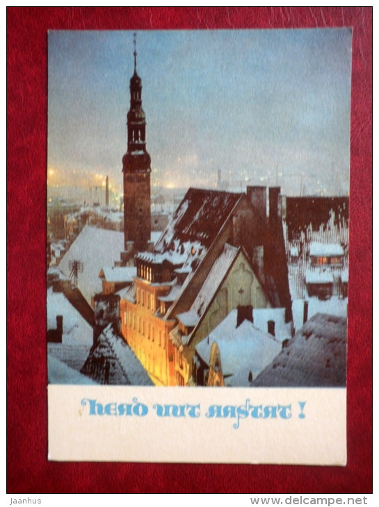 New Year Greeting card - Tallinn - Old Town - 1969 - Estonia USSR - used - JH Postcards