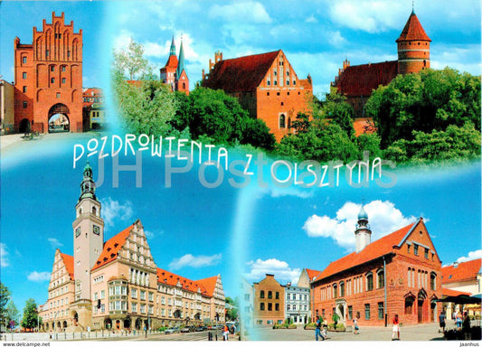 Olsztyn - Pozdrowienia z Olsztyna - Wysoka Brama - wodok na zamek - Ratusz - tower - multiview - 12115 - Poland - unused - JH Postcards