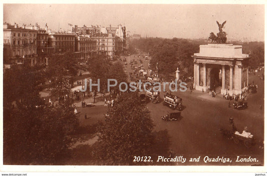 London - Piccadilly and Quadriga - car - bus - 20122 - old postcard - 1923 - England - United Kingdom - used - JH Postcards