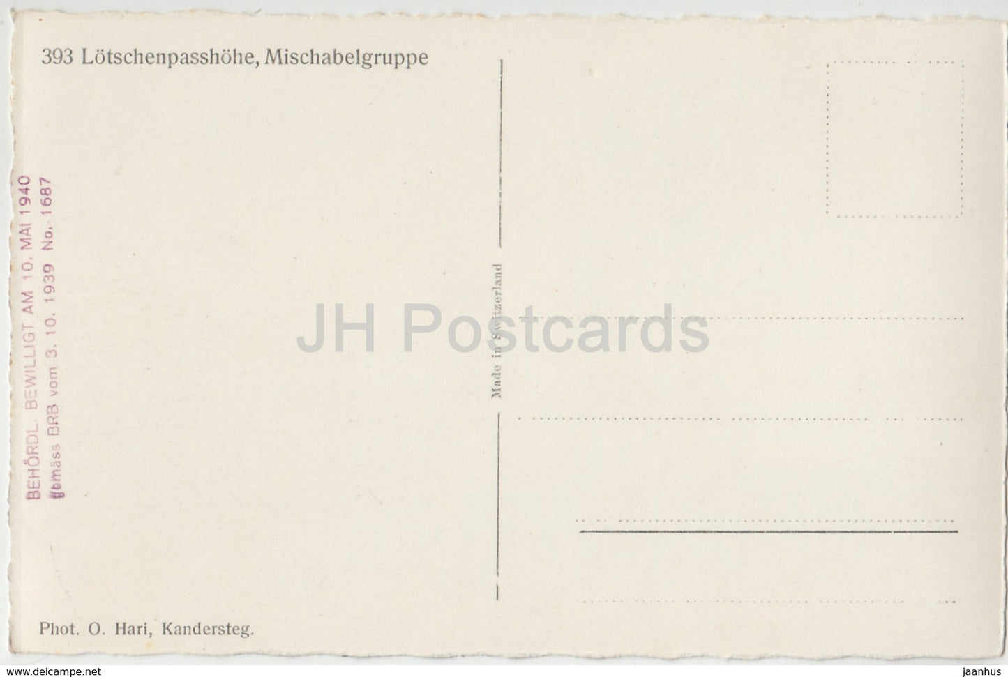 Lotschenpasshohe Mischabelgruppe - 393 - Switzerland - old postcard - unused