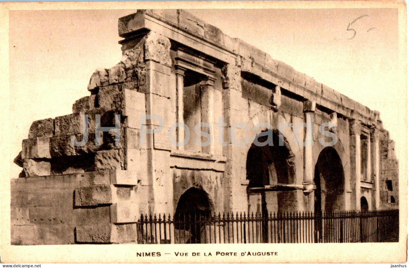 Nimes - Vue de la Porte D'Auguste - ancient world - old postcard - France - used - JH Postcards