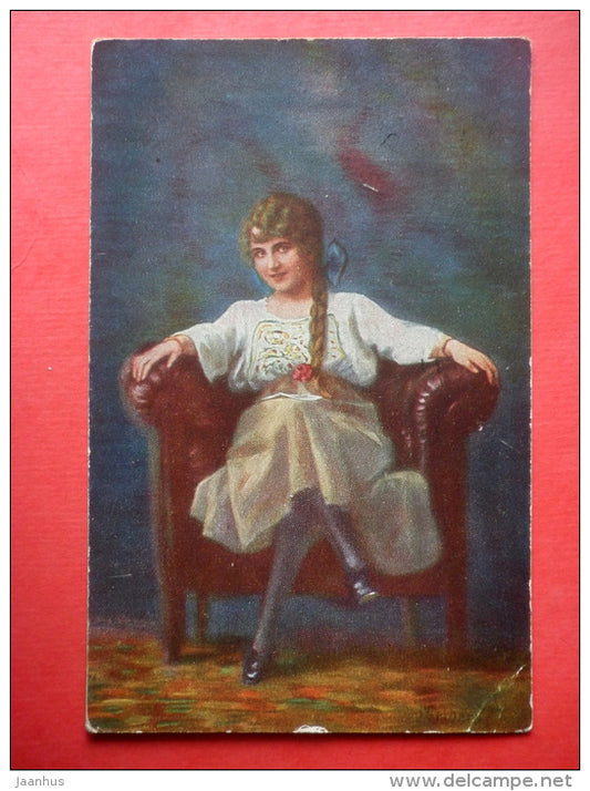 illustration by H. Mager . Gefall Ich Dir ? - young woman - Neue Meister - 165 - circualted in Estonia 1927 - JH Postcards