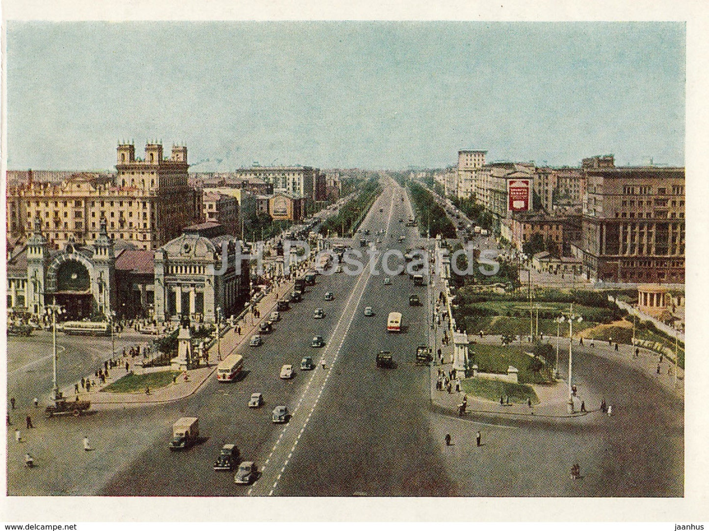 Moscow - Leningrad Avenue - highway - cars - postal stationery - 1956 - Russia USSR - unused - JH Postcards