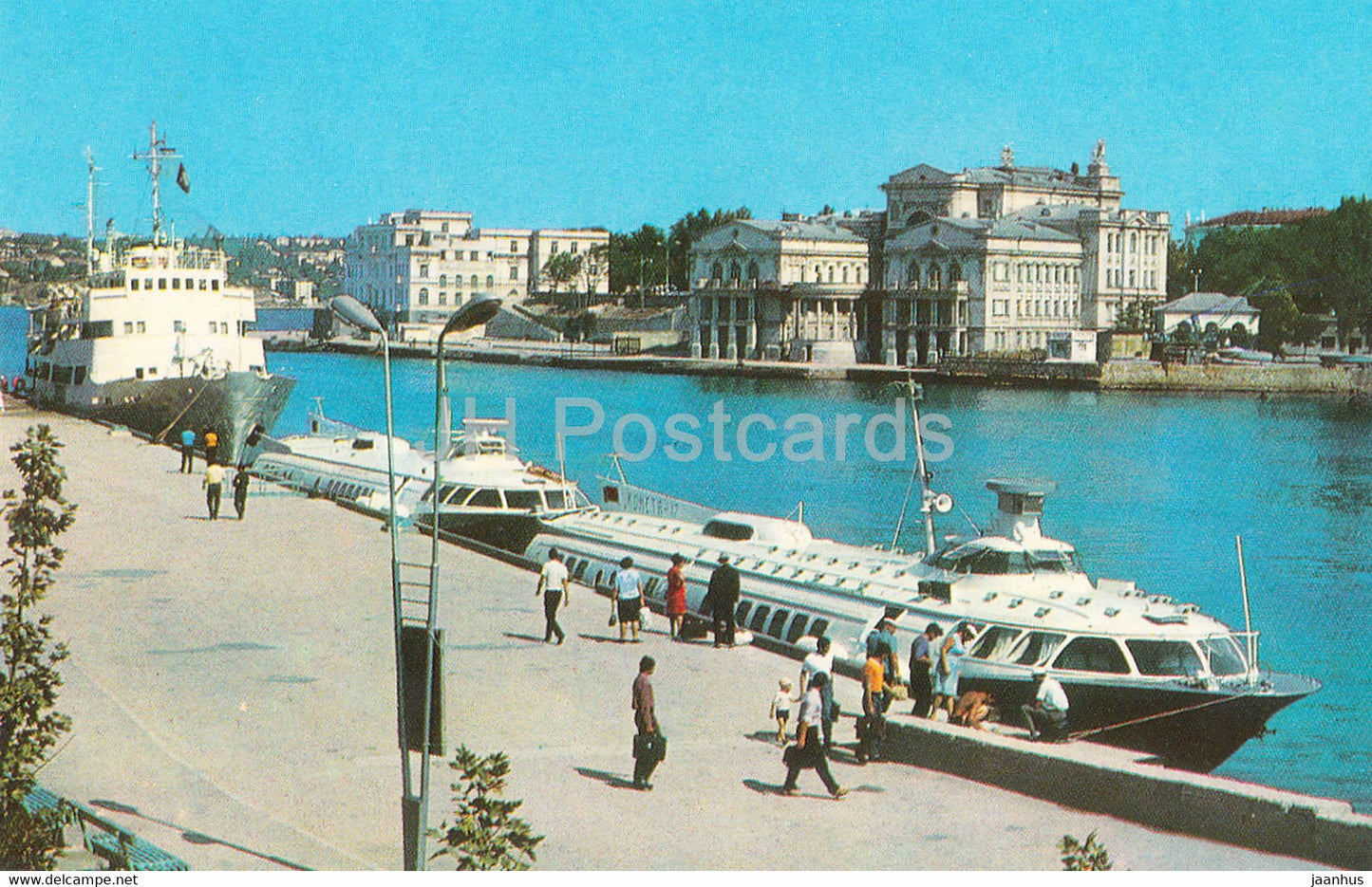 Sevastopol - View at the Pioneers Palace - ship - boat - Raketa - Crimea - 1975 - Ukraine USSR - unused - JH Postcards