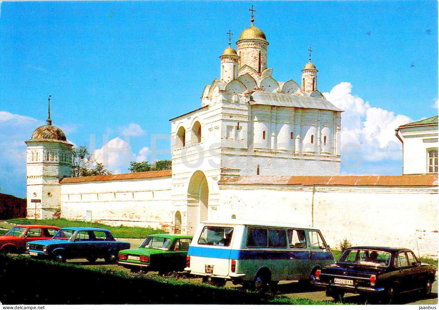 Suzdal - The Monastery of the Intercession - The Church - car RAF Lada Volga Zhiguli - 1988 - Russia USSR - unused - JH Postcards