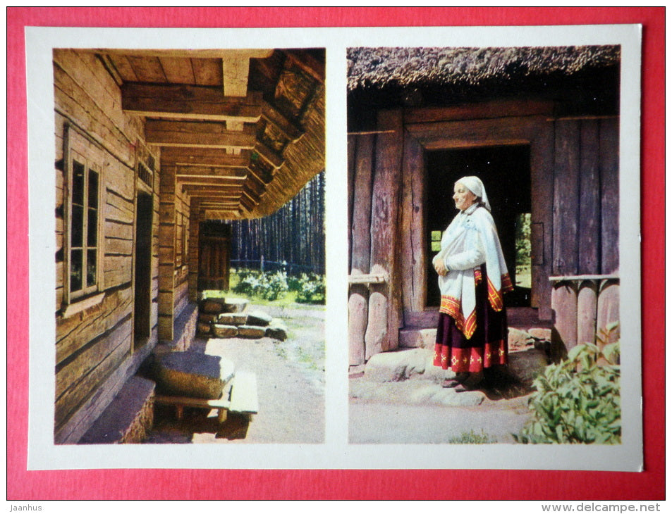 Fisherman`s Chimneyless room from Kurzeme - Dwelling-house - The Ethnographic Open-Air Museum - Latvia USSR - unused - JH Postcards