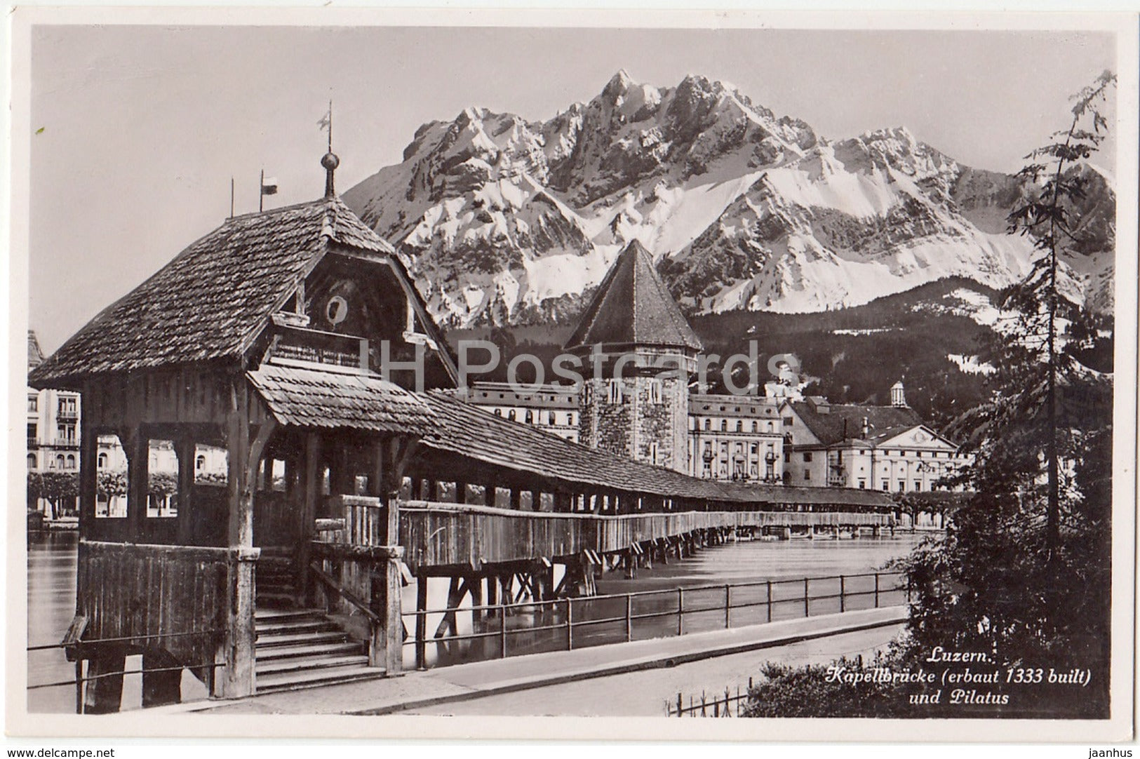 Lucerne - Luzern - Kapellbrucke und Pilatus - 2780 - Switzerland - 1937 - used - JH Postcards