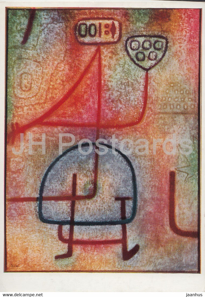 painting by Paul Klee - Die Schone Gartnerin - The Beautiful Gardener - German art - 1969 - Germany - used - JH Postcards