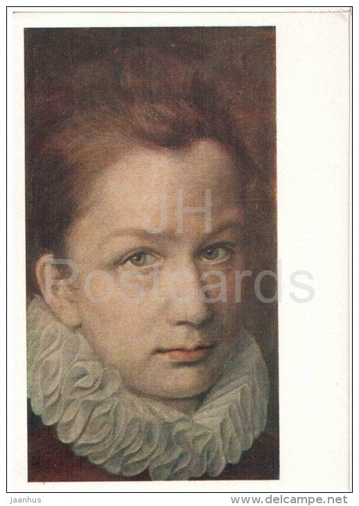 painting by Pierre Dumoustier - Portrait of a Youth - french art - unused - JH Postcards