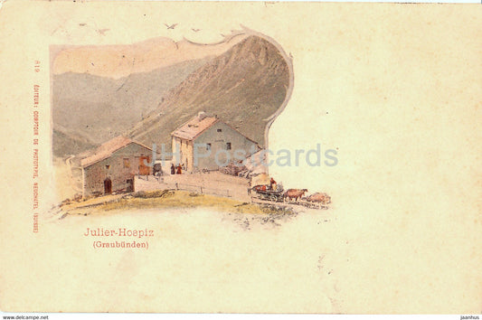 Julier Hospiz - Graubunden - 819 - Drucksache - old postcard - 1901 - Switzerland - used - JH Postcards