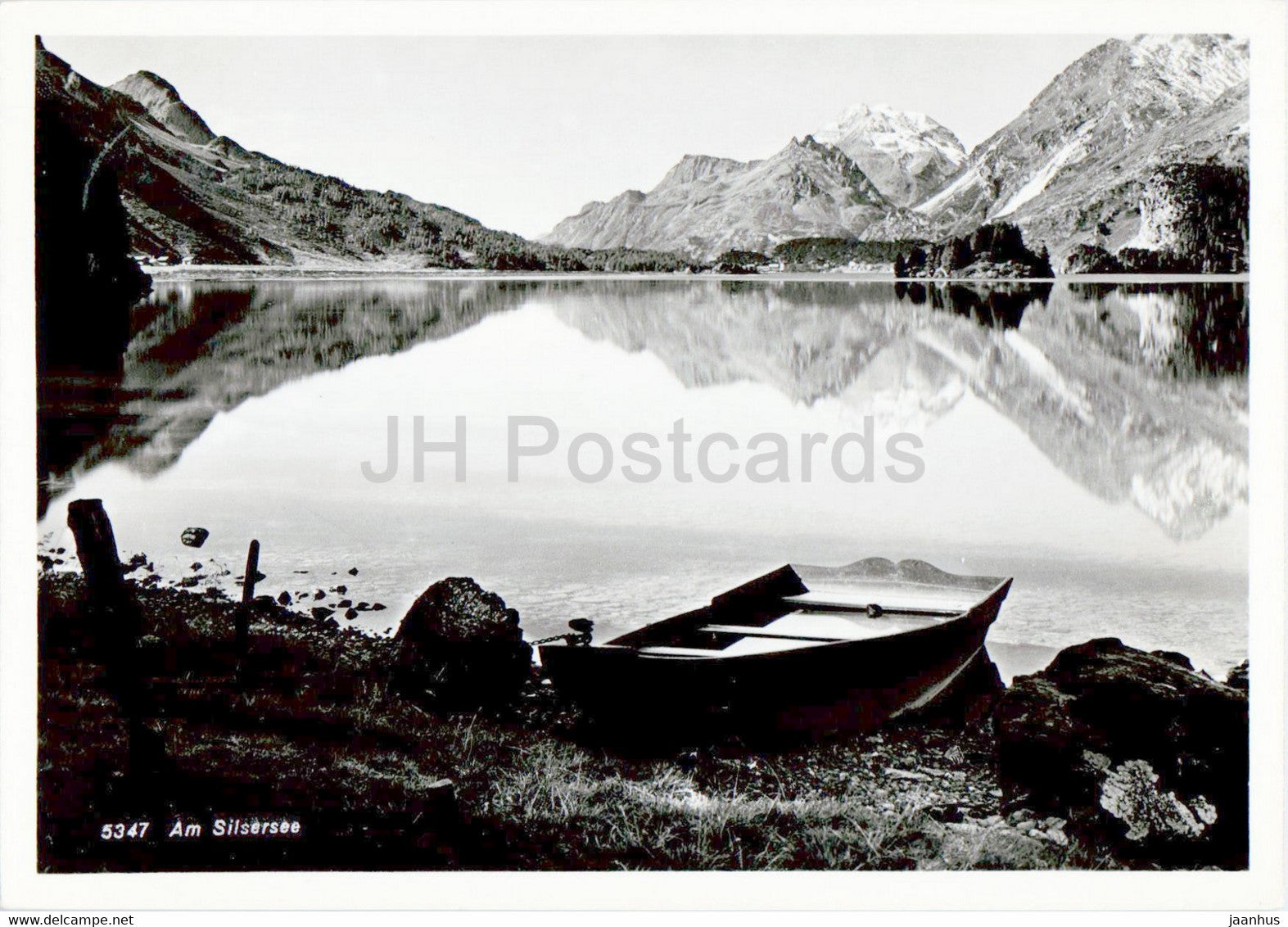 Am Silsersee - boat - 5347 - old postcard - 1950 - Switzerland - used - JH Postcards