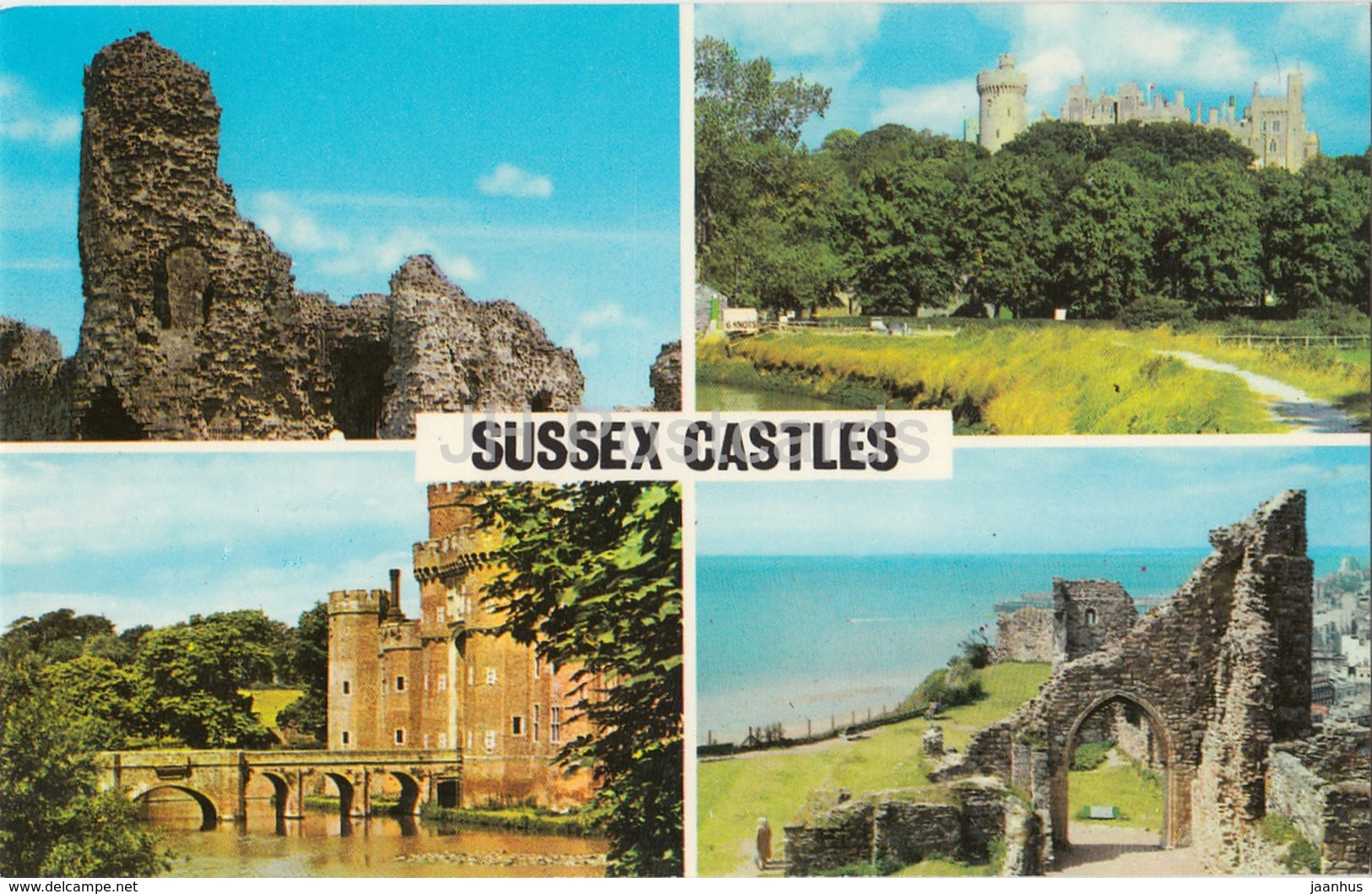 Sussex Castles - Pevensey - Arundel - Hastings - Hurstmonceux - multiview - PLC3896 - United Kingdom - England - unused - JH Postcards