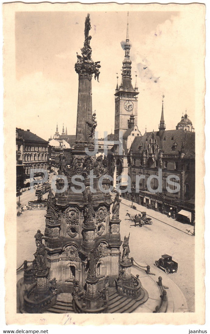 Olomouc - Olmuz - Rathaus - Radnice se sochou sv Trojice - old postcard - 1942 - Czechoslovakia - Czech Republic - used - JH Postcards