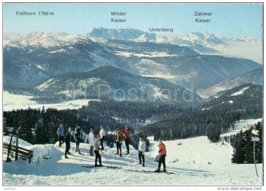 Blick von der Bergstation der Winklmoos-Sessenbahn zum Dürrnbachhorn - 8216 - alpine skiing - Germany - 1973 gelaufen - JH Postcards