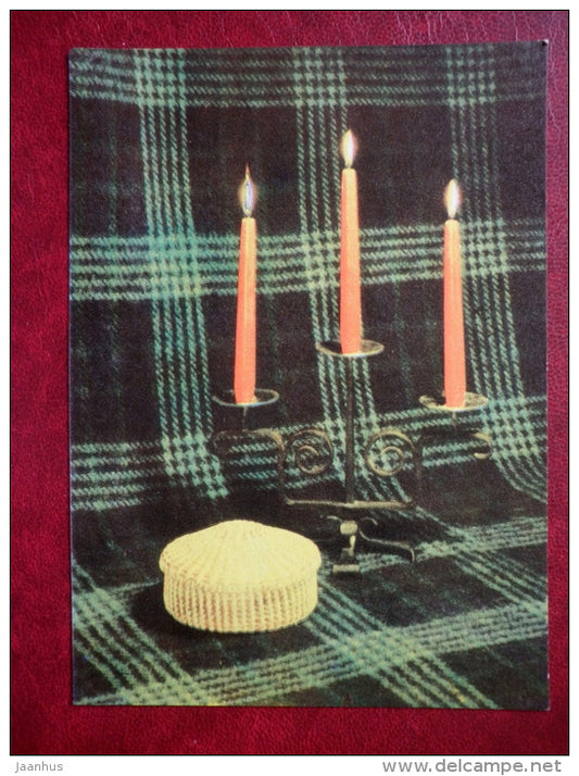 New Year Greeting card - candles - 1969 - Estonia USSR - used - JH Postcards