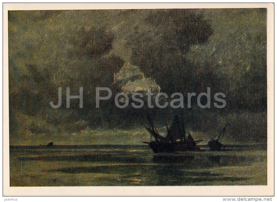 painting by Jules Dupre - Sea tide in Normandy - French art - 1955 - Russia USSR - unused - JH Postcards