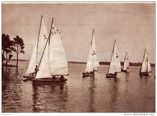 Regatta on the sea of Kaunas - sailing boat - old postcard - Lithuania USSR - unused - JH Postcards