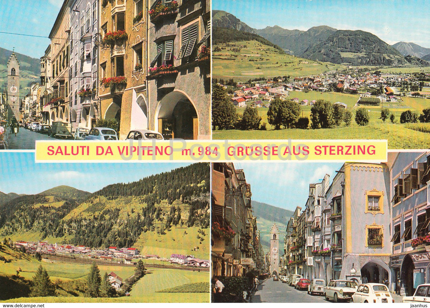 Saluti da Vipiteno 984 m - Grusse aus Sterzing - car - 413 - Italy - used - JH Postcards