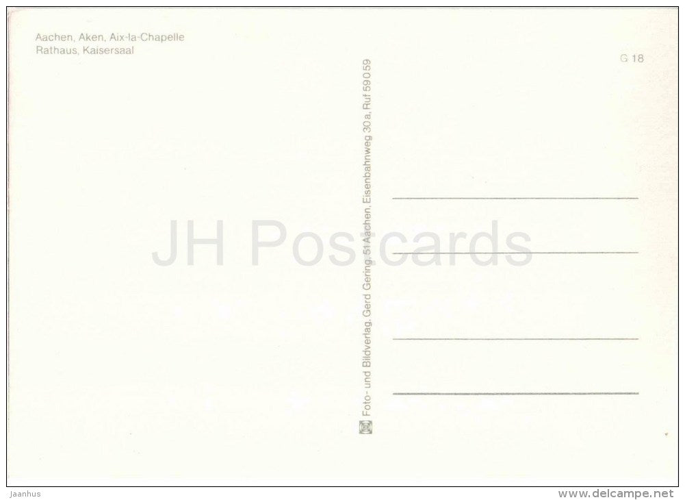 Aachen - Rathaus - Keisersaal - Town Hall - Germany - ungelaufen - JH Postcards