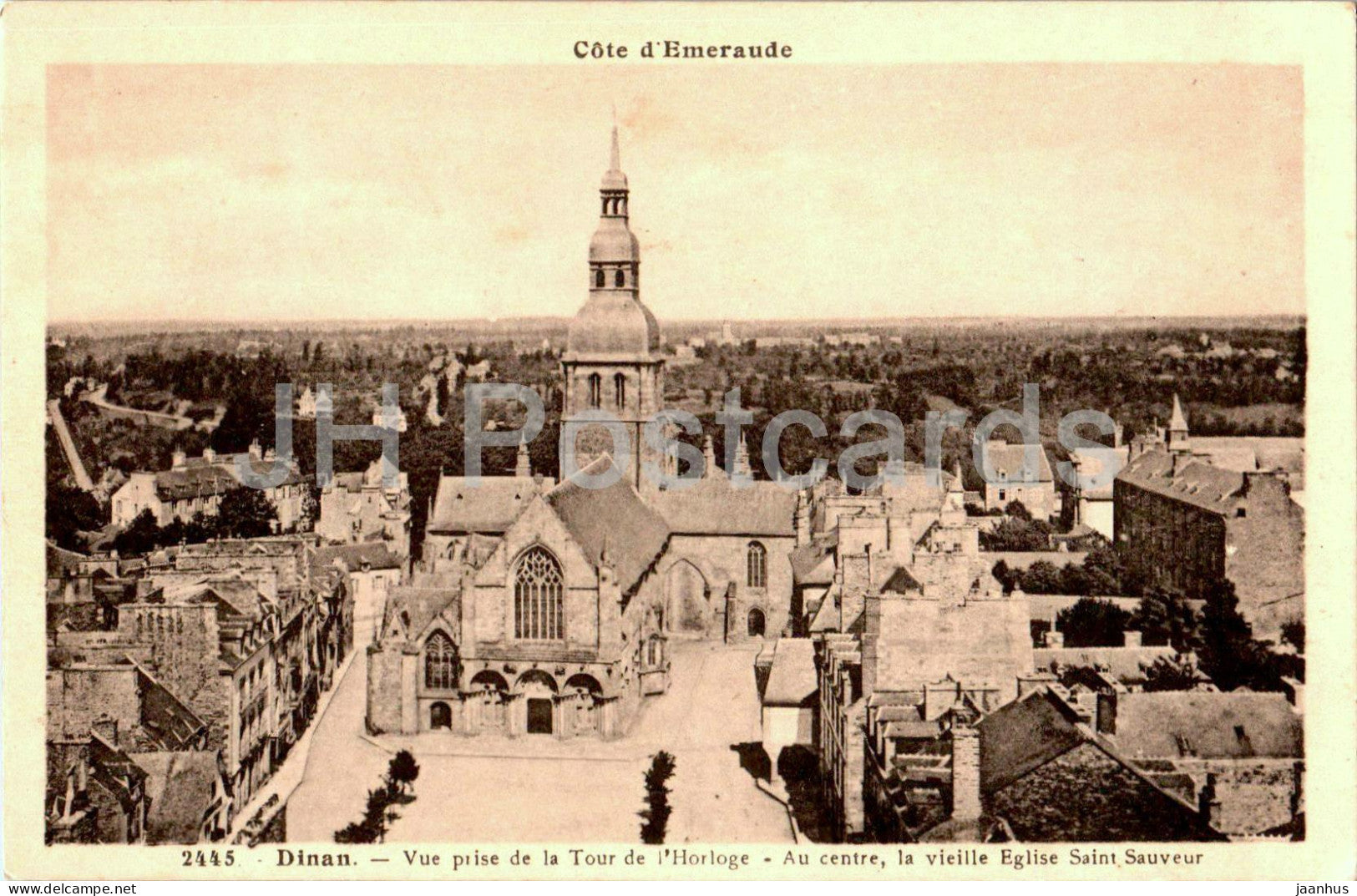 Dinan - Vue prise de la Tour de l'Horloge - Au centre la vieille Eglise - 2445 - old postcard - 1939 - France - used - JH Postcards