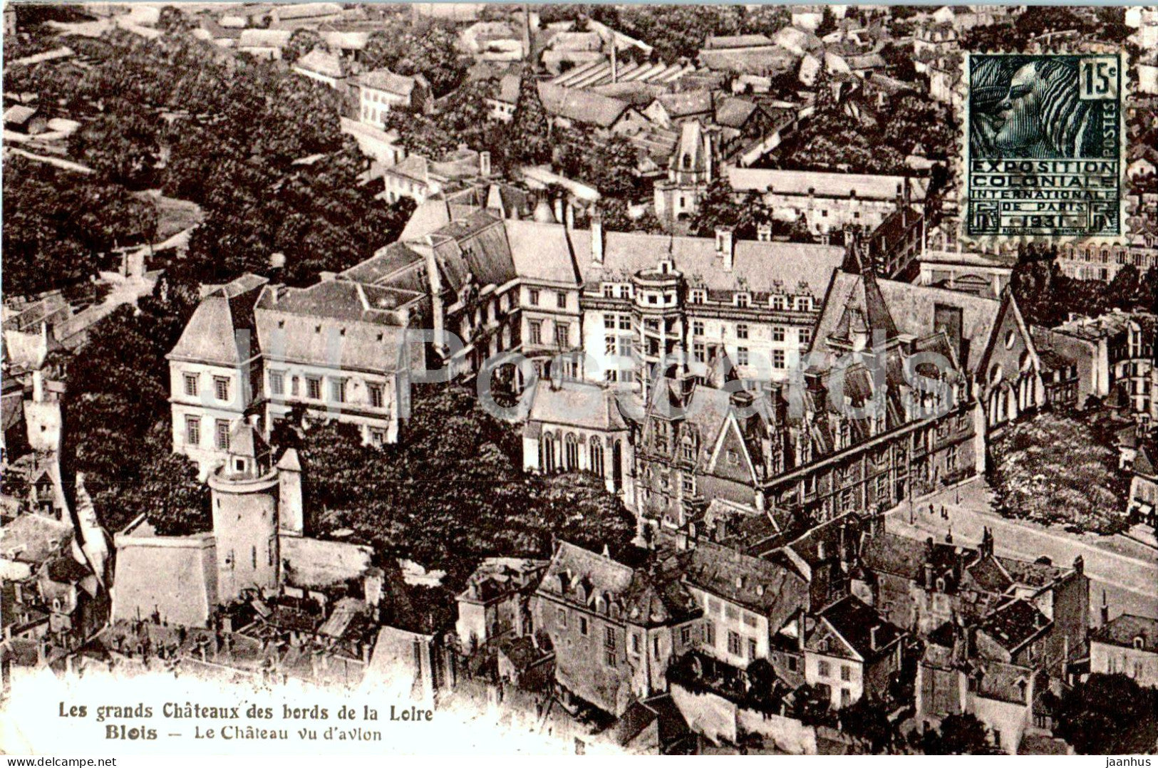 Blois - Les Grands Chateaux des Bords de la Loire - Le Chateau vu d'avion - castle - old postcard - France - used - JH Postcards